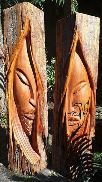 Joe Kemp nz maori sculptor, hine and tama